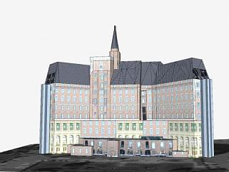 贝斯堡酒店外观建筑SU模型下载_sketchup草图大师SKP模型