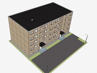 现代住宅<em>公寓建筑</em>SU模型下载_sketchup草图大师SKP模型