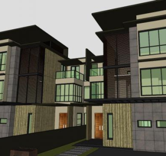 现代房屋住宅建筑SU模型下载_sketchup草图大师SKP模型