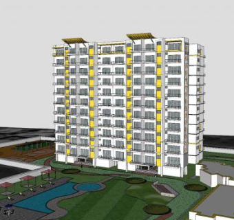 现代高层建筑学院SU模型下载_sketchup草图大师SKP模型