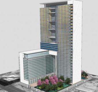 红木迪拜高层建筑SU模型下载_sketchup草图大师SKP模型