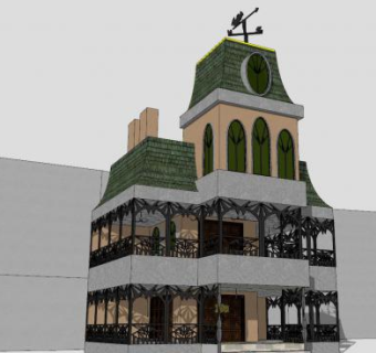 幽灵庄园房子建筑SU模型下载_sketchup草图大师SKP模型