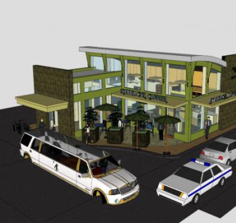 现代星巴克建筑SU模型下载_sketchup草图大师SKP模型