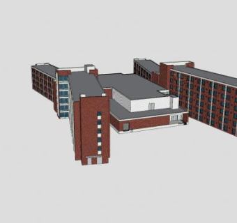 华莱士居住中心建筑SU模型下载_sketchup草图大师SKP模型
