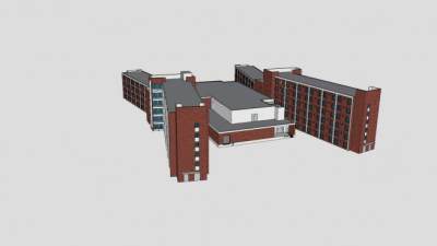 华莱士居住中心建筑SU模型下载_sketchup草图大师SKP模型