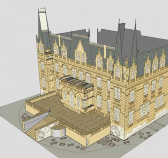 法国文艺复兴城堡建筑SU模型下载_sketchup草图大师SKP模型