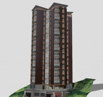 现代高层住宅公寓建筑SU模型下载_sketchup草图大师SKP模型