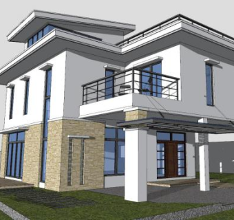 现代家庭房子住宅SU模型下载_sketchup草图大师SKP模型
