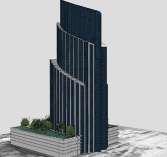高层大厦现代建筑SU模型下载_sketchup草图大师SKP模型