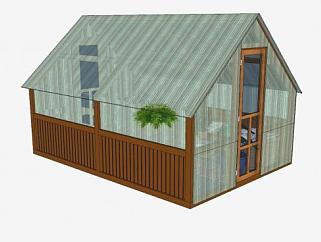 <em>小型住宅</em>温室房子SU模型下载_sketchup草图大师SKP模型