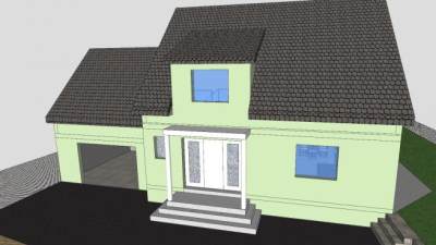 平房屋子建筑SU模型下载_sketchup草图大师SKP模型