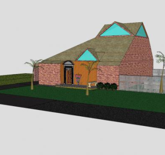 海滨别墅房子建筑SU模型下载_sketchup草图大师SKP模型