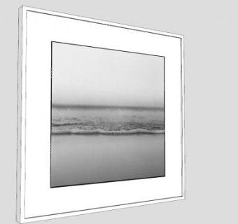 海边波浪黑白照摄影相框SU模型下载_sketchup草图大师SKP模型