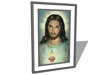 耶稣圣心像装饰画SU模型下载_sketchup草图大师SKP模型