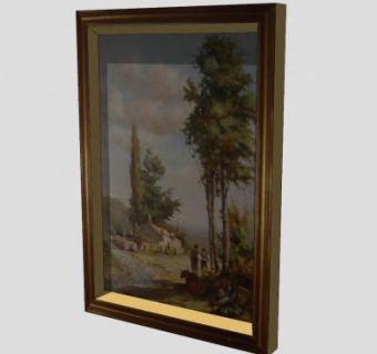 乡下温馨生活油画挂画SU模型下载_sketchup草图大师SKP模型