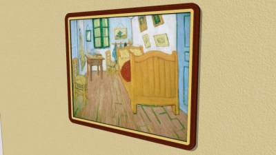 《梵高的卧室》油画风景挂画SU模型下载_sketchup草图大师SKP模型