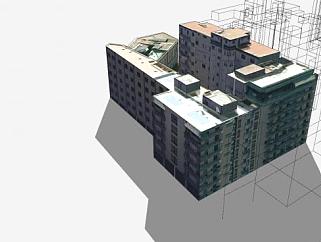 现代<em>建筑多层</em>房子SU模型下载_sketchup草图大师SKP模型