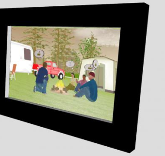 黑色相框户外野餐照片SU模型下载_sketchup草图大师SKP模型