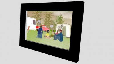 黑色相框户外野餐照片SU模型下载_sketchup草图大师SKP模型