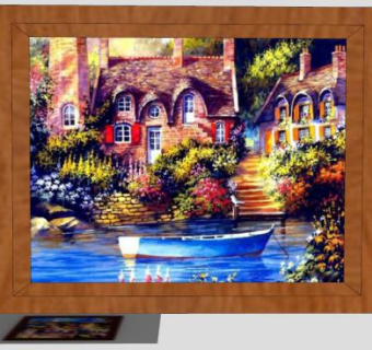 欧洲复古风景建筑画挂画SU模型下载_sketchup草图大师SKP模型