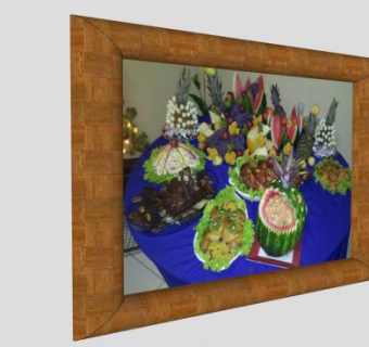 丰盛的晚餐照片相框SU模型下载_sketchup草图大师SKP模型