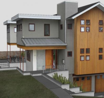 现代房子四合院SU模型下载_sketchup草图大师SKP模型