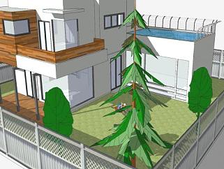 现代乡村房子建筑SU模型下载_sketchup草图大师SKP模型