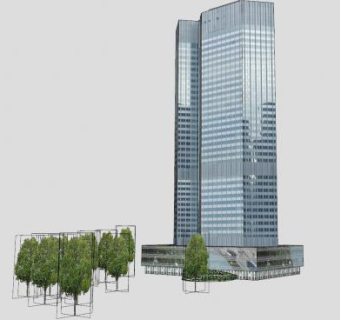 欧元塔高层建筑SU模型下载_sketchup草图大师SKP模型
