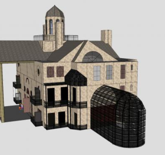 闹鬼恐怖大厦建筑SU模型下载_sketchup草图大师SKP模型