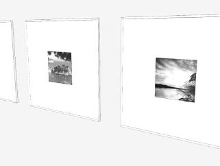 自然风景黑白摄影照片壁画相框SU模型下载_sketchup草图大师SKP模型