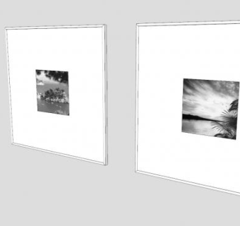 自然风景黑白摄影照片壁画相框SU模型下载_sketchup草图大师SKP模型