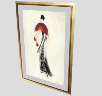 《红风扇女士》艺术挂画SU模型下载_sketchup草图大师SKP模型
