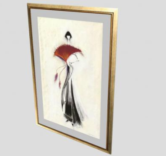 时尚女士艺术设计挂画SU模型下载_sketchup草图大师SKP模型