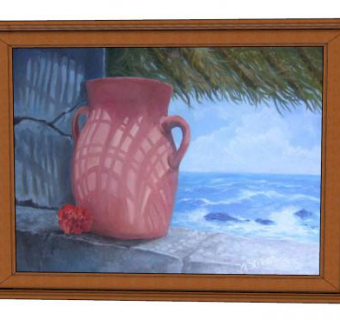 窗口花瓶海景油画挂画SU模型下载_sketchup草图大师SKP模型