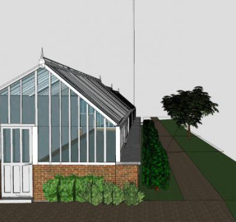 现代大厅温室房子SU模型下载_sketchup草图大师SKP模型
