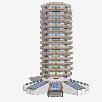 现代高层树楼SU模型下载_sketchup草图大师SKP模型