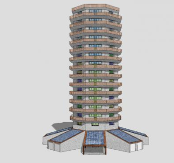 现代高层树楼SU模型下载_sketchup草图大师SKP模型