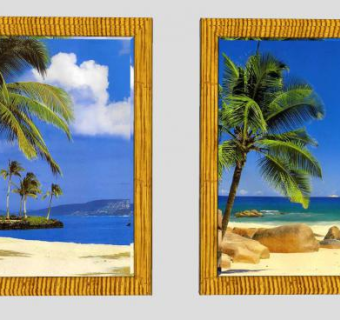 热带风景海景摄影双联挂画SU模型下载_sketchup草图大师SKP模型