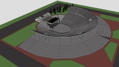 半球形圆形剧场建筑SU模型下载_sketchup草图大师SKP模型