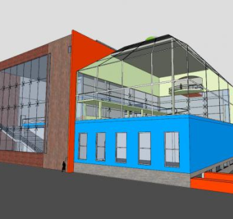 橙色房子屋子建筑SU模型下载_sketchup草图大师SKP模型