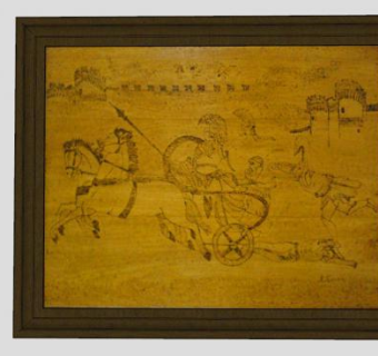 骑兵铁骑实木烙画框挂画SU模型下载_sketchup草图大师SKP模型