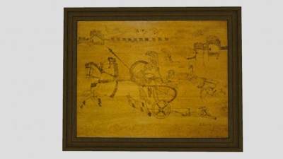 骑兵铁骑实木烙画框挂画SU模型下载_sketchup草图大师SKP模型