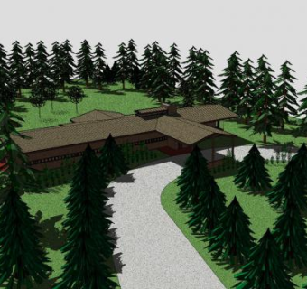 农村绿洲建筑SU模型下载_sketchup草图大师SKP模型
