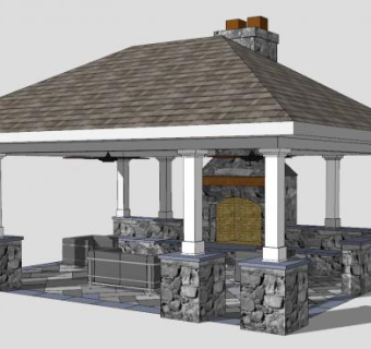 简约壁炉馆SU模型下载_sketchup草图大师SKP模型