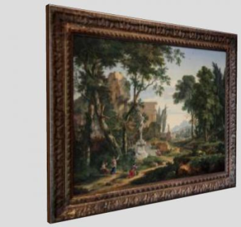 古典小镇油画绘画相框SU模型下载_sketchup草图大师SKP模型