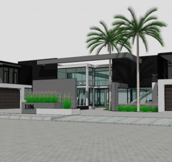 豪华现代住宅建筑SU模型下载_sketchup草图大师SKP模型