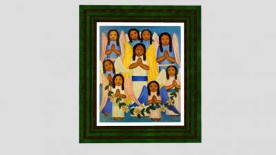 搞怪天使合十礼挂画SU模型下载_sketchup草图大师SKP模型