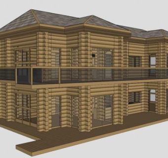原木屋子房子SU模型下载_sketchup草图大师SKP模型