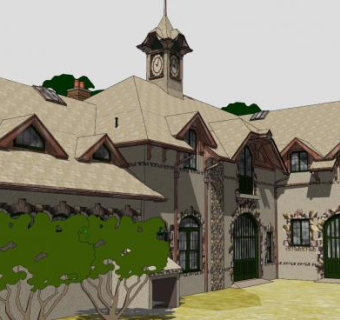 布伦顿角马厩建筑SU模型下载_sketchup草图大师SKP模型