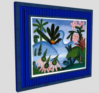 植物风景绘画蓝色相框SU模型下载_sketchup草图大师SKP模型